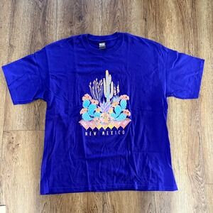 VTG Sportex New Mexico Cactus Puff Print T-Shirt Purple Cotton Adult XL USA Made